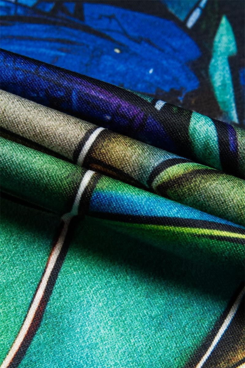 Floral Print Fashion V Neck Tee